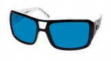 Costa Del Mar Lago - Black-White Frame Sunglasses - Blue Mirror Glass/COSTA 400